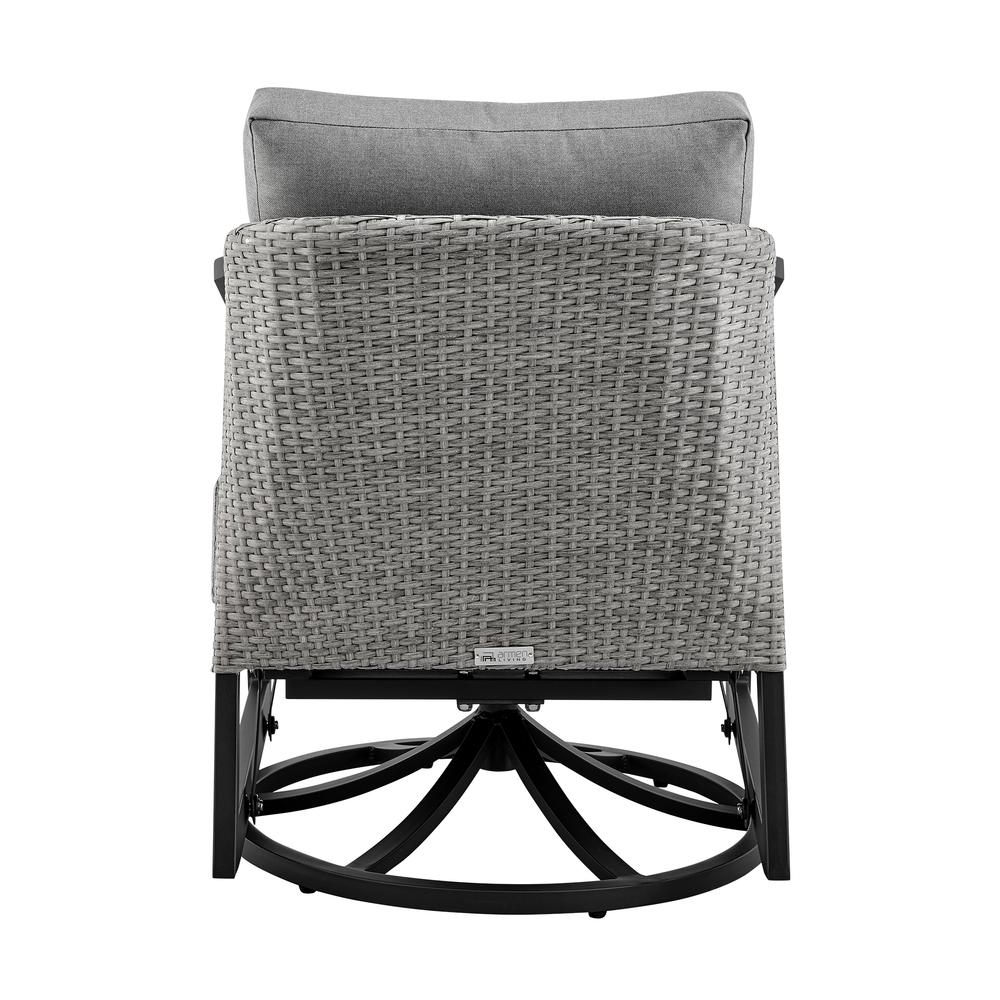 Aileen Outdoor Patio Swivel Lounge Chair in Aluminum with Grey Cushions. Picture 4