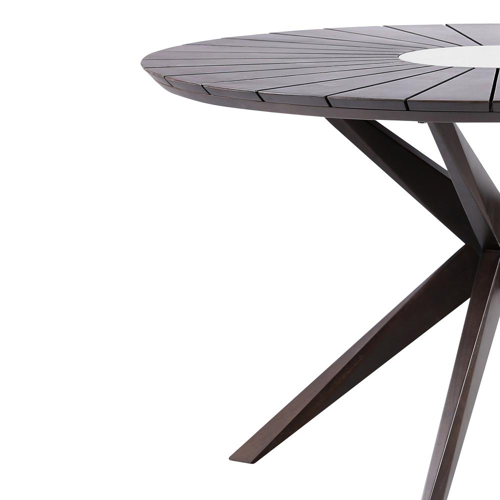 Sachi Outdoor Dark Eucalyptus Wood and Concrete Round Dining Table. Picture 1