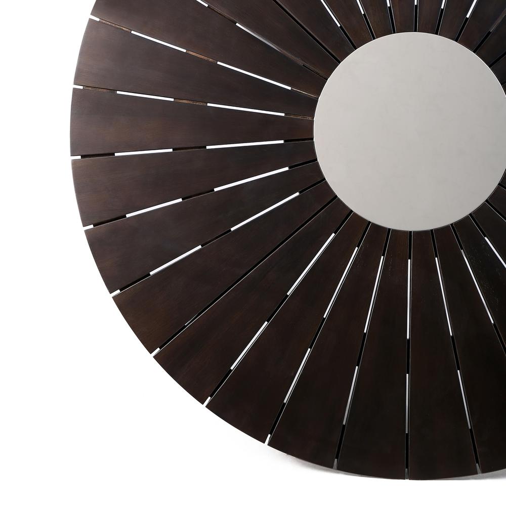 Sachi Outdoor Dark Eucalyptus Wood and Concrete Round Dining Table. Picture 2