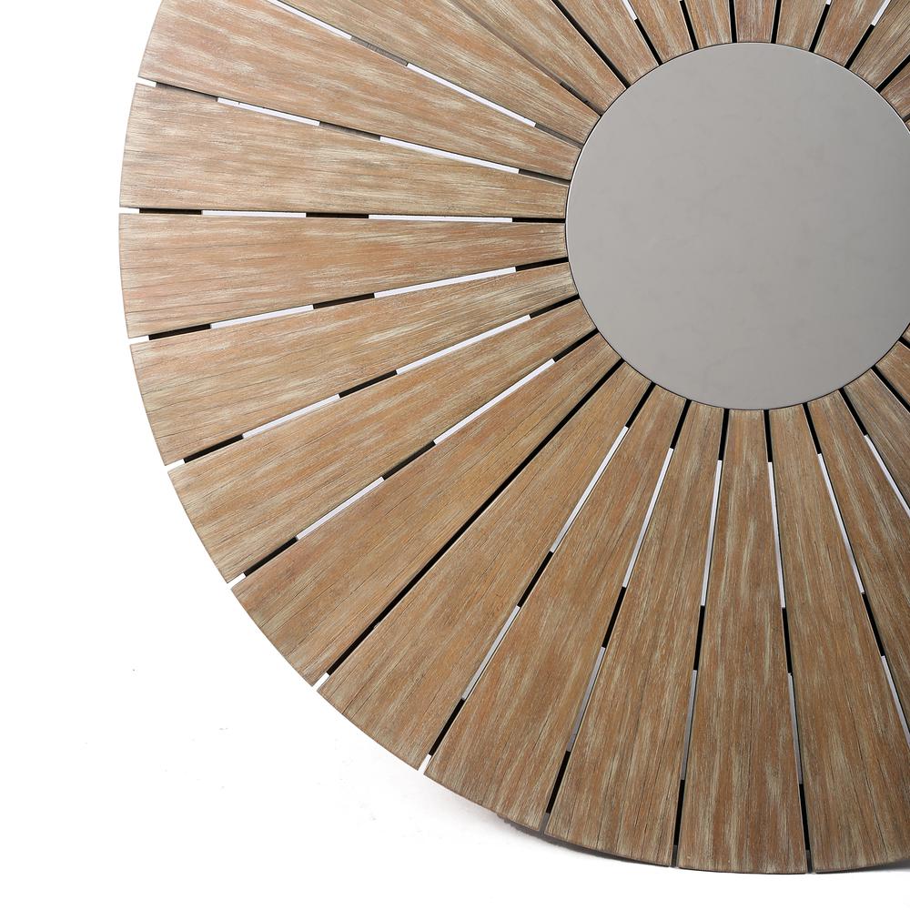 Sachi Outdoor Light Eucalyptus Wood and Concrete Round Dining Table. Picture 2