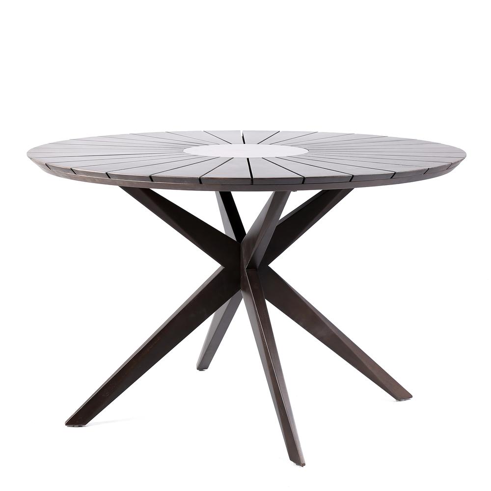 Sachi and Island Outdoor 5 Piece Dark Eucalyptus and Concrete Dining Set. Picture 4