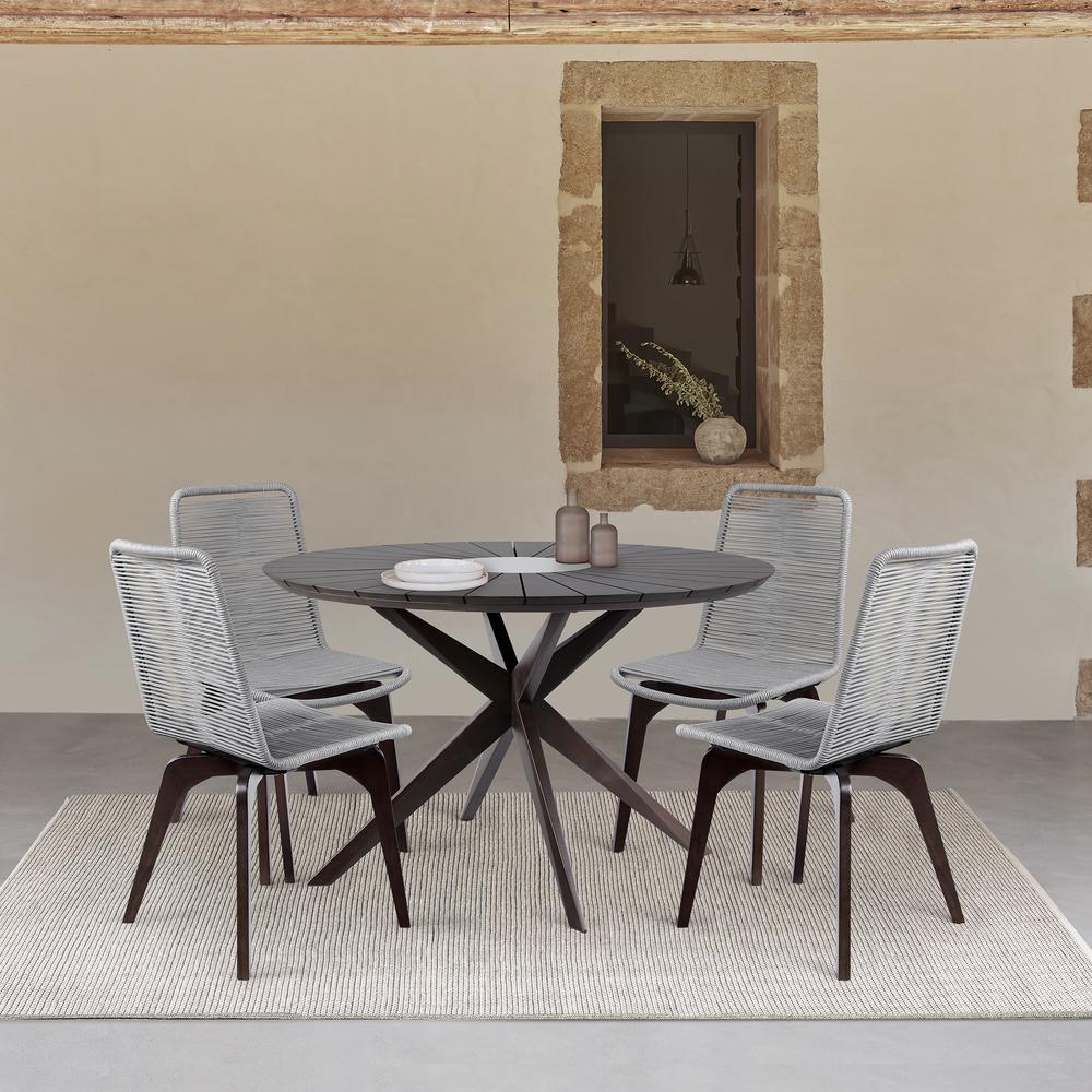 Sachi and Island Outdoor 5 Piece Dark Eucalyptus and Concrete Dining Set. Picture 10