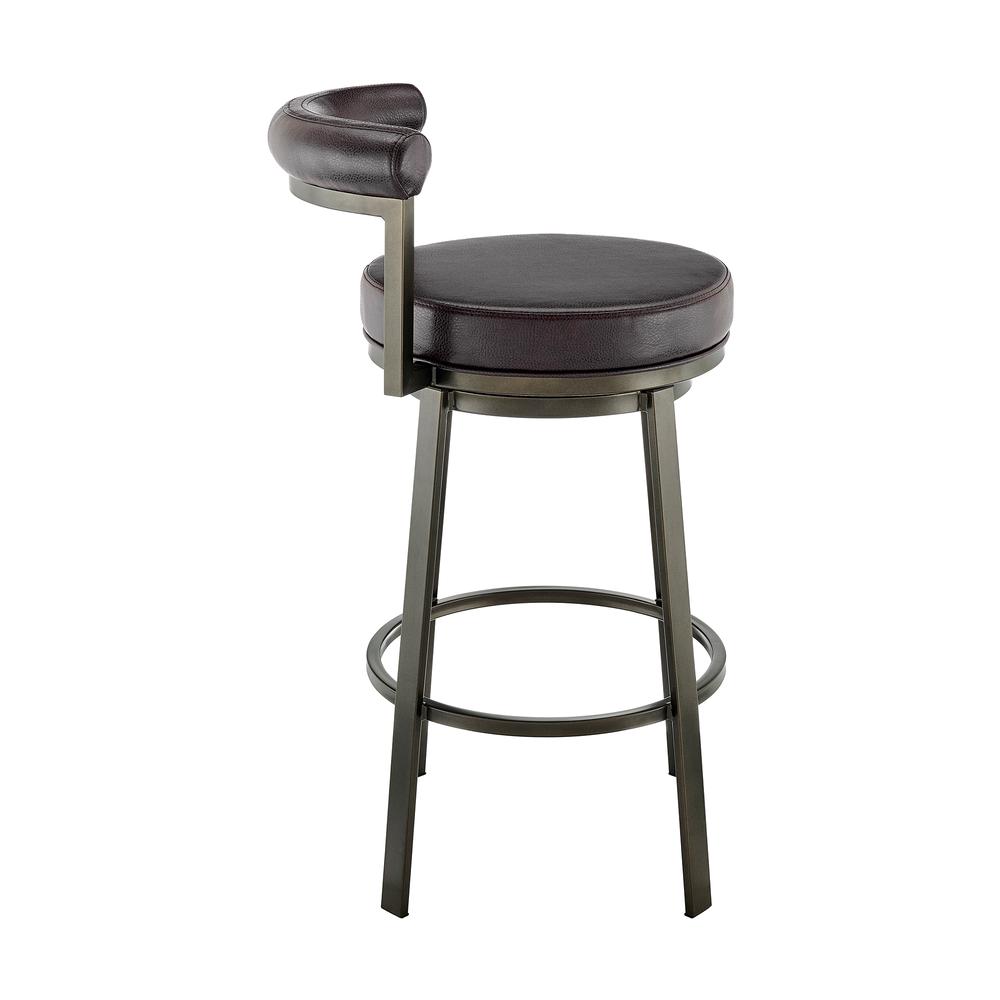 Neura Swivel Counter or Bar Stool in Mocha Finish with Brown Faux Leather. Picture 2