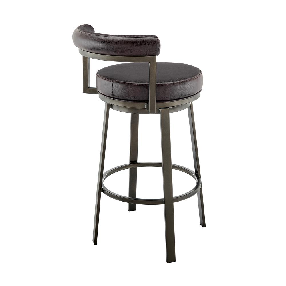Neura Swivel Counter or Bar Stool in Mocha Finish with Brown Faux Leather. Picture 3