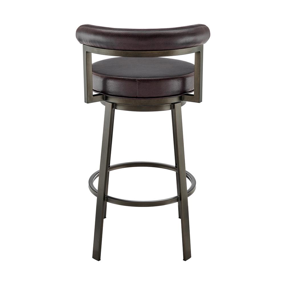 Neura Swivel Counter or Bar Stool in Mocha Finish with Brown Faux Leather. Picture 4
