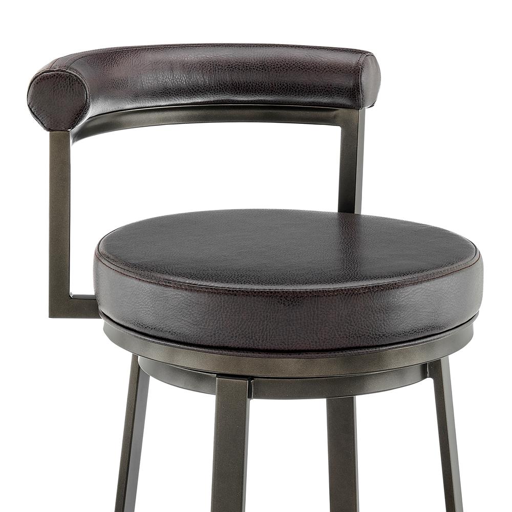 Neura Swivel Counter or Bar Stool in Mocha Finish with Brown Faux Leather. Picture 5