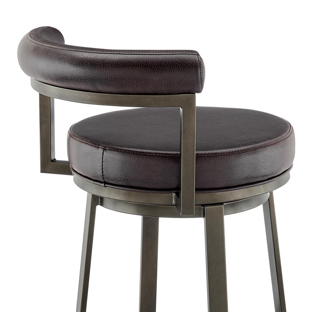 Neura Swivel Counter or Bar Stool in Mocha Finish with Brown Faux Leather. Picture 6