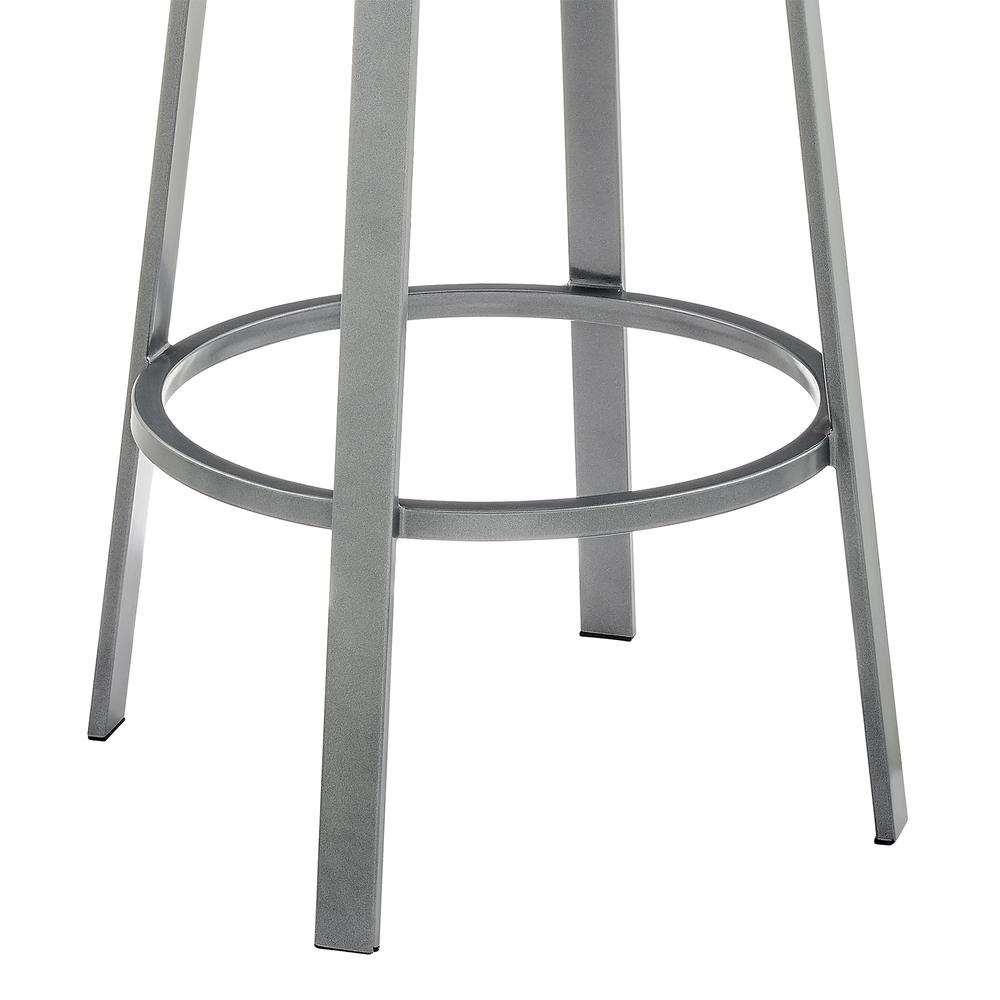 Neura Swivel Counter or Bar Stool in Cloud Finish with White Faux Leather. Picture 7