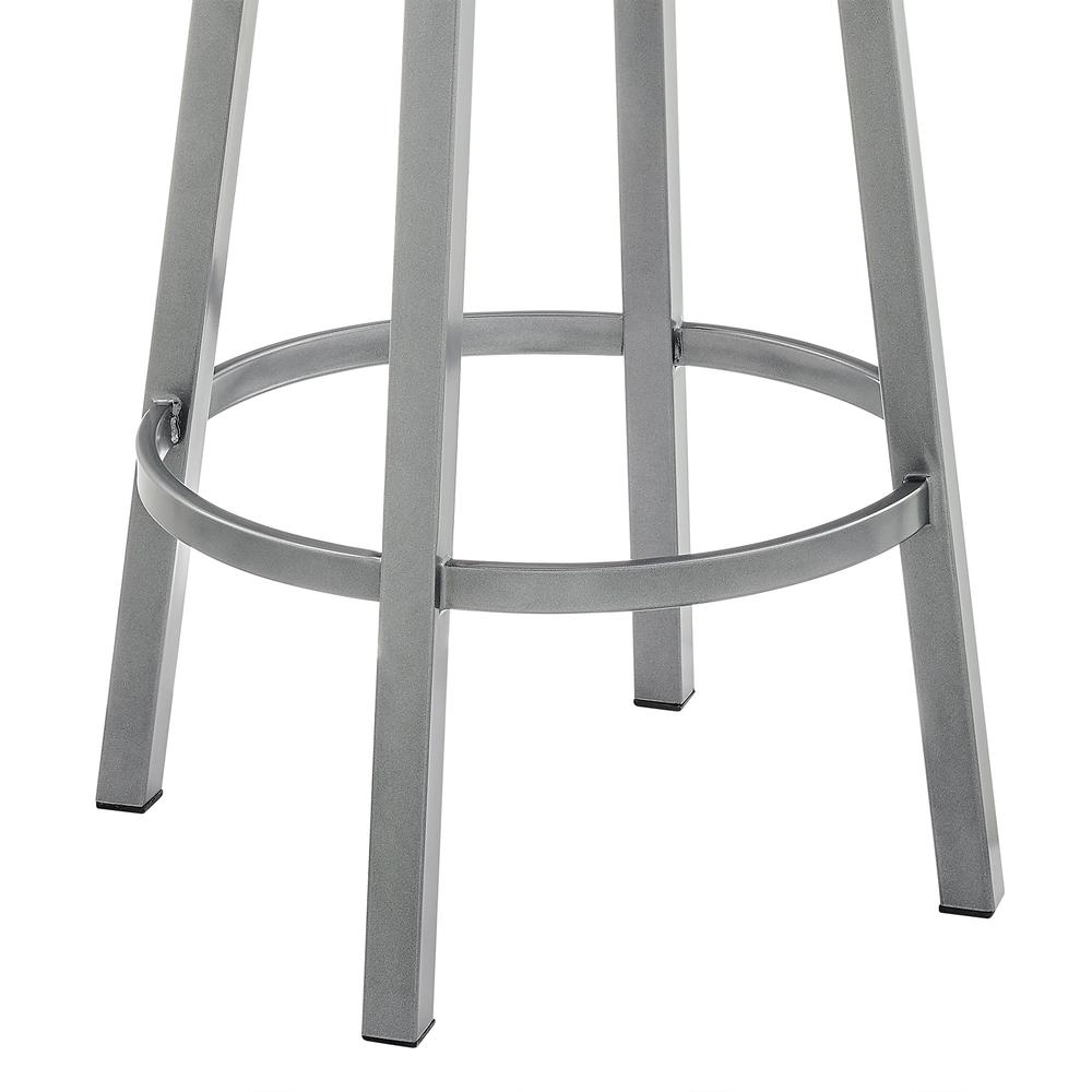Dalza Swivel Counter or Bar Stool in Cloud Finish with White Faux Leather. Picture 7