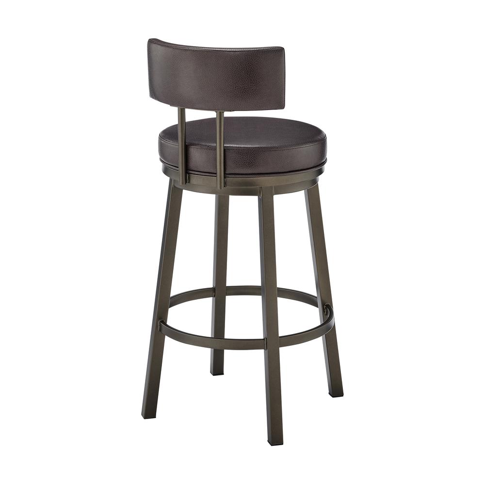 Dalza Swivel Counter or Bar Stool in Mocha Finish with Brown Faux Leather. Picture 3