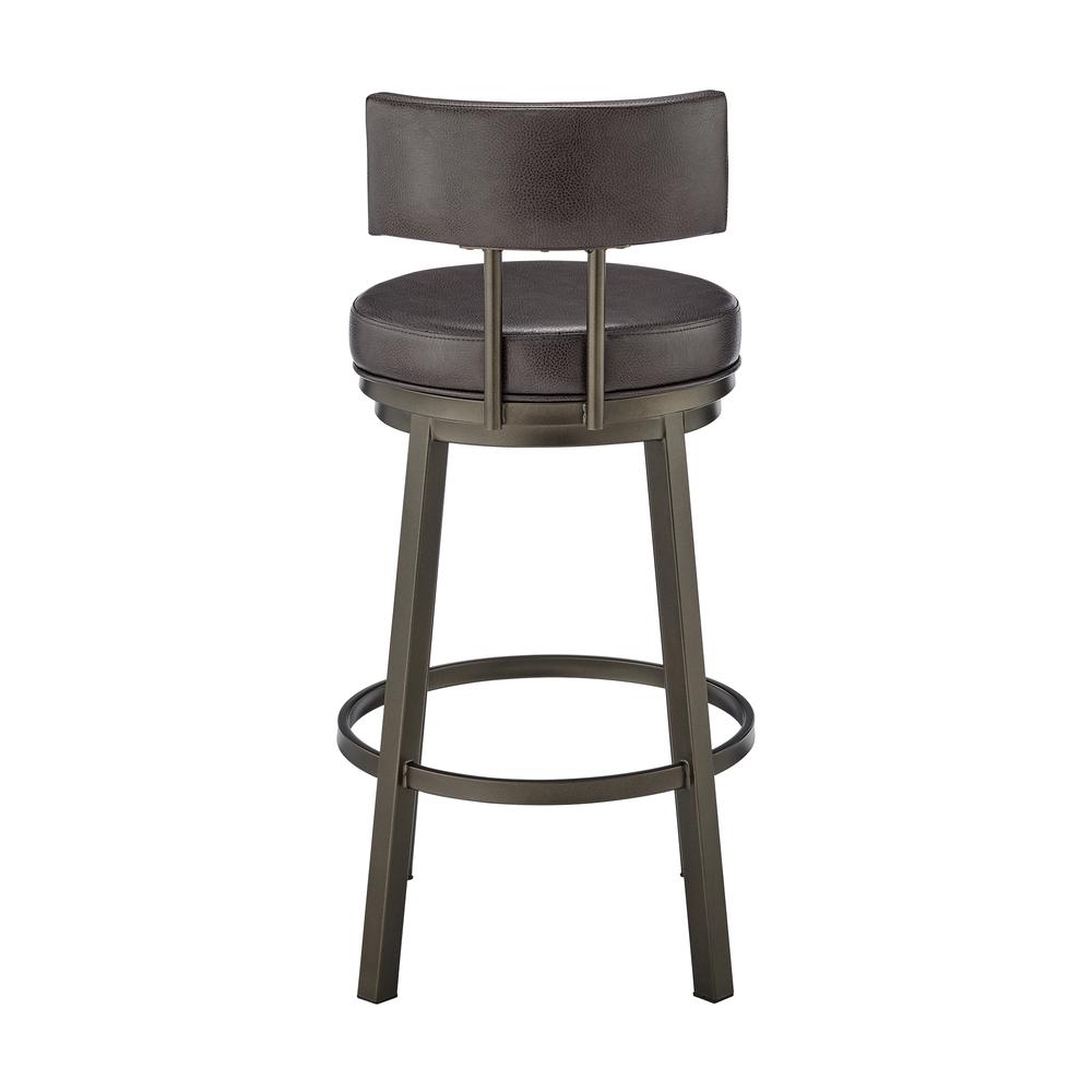 Dalza Swivel Counter or Bar Stool in Mocha Finish with Brown Faux Leather. Picture 4