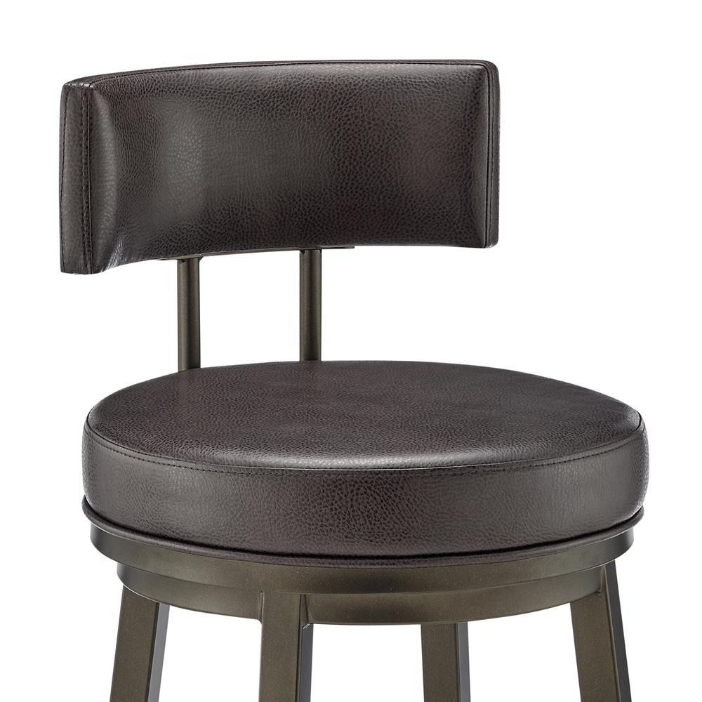 Dalza Swivel Counter or Bar Stool in Mocha Finish with Brown Faux Leather. Picture 5