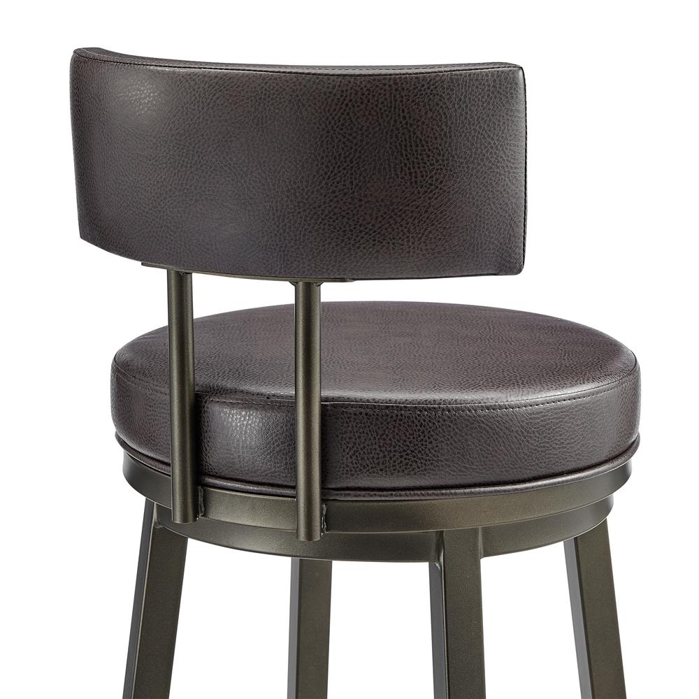Dalza Swivel Counter or Bar Stool in Mocha Finish with Brown Faux Leather. Picture 6