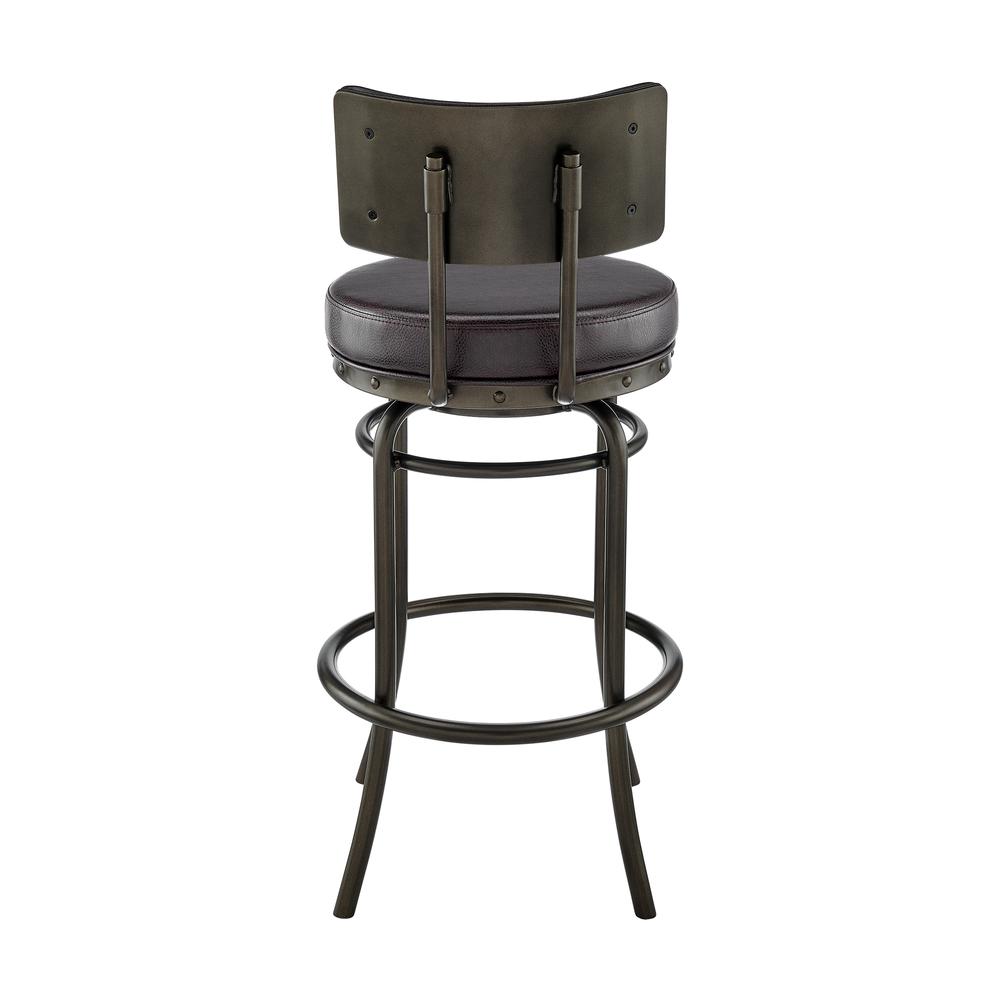 Rees Swivel Counter or Bar Stool in Mocha Finish with Brown Faux Leather. Picture 4
