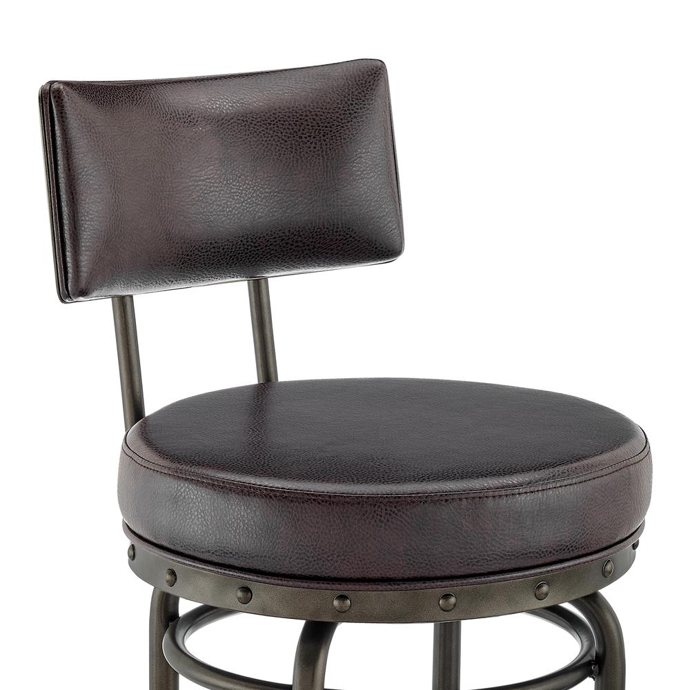 Rees Swivel Counter or Bar Stool in Mocha Finish with Brown Faux Leather. Picture 5