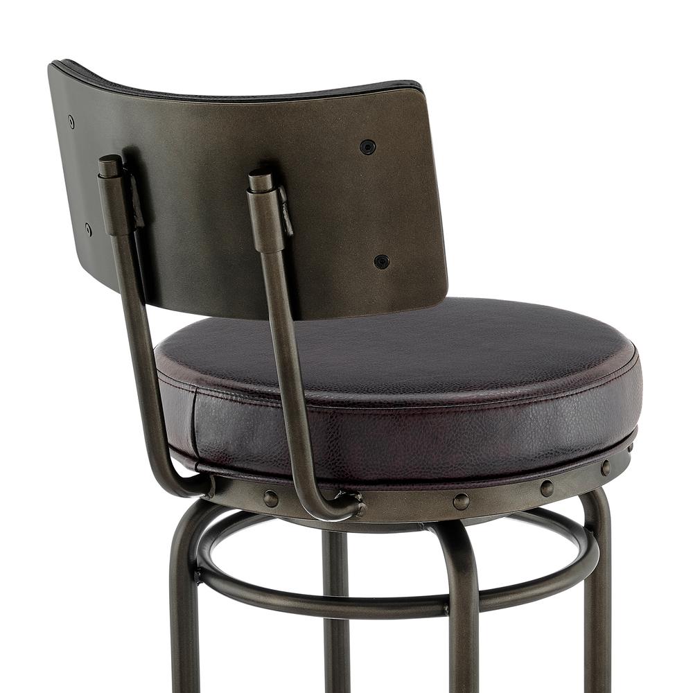 Rees Swivel Counter or Bar Stool in Mocha Finish with Brown Faux Leather. Picture 6