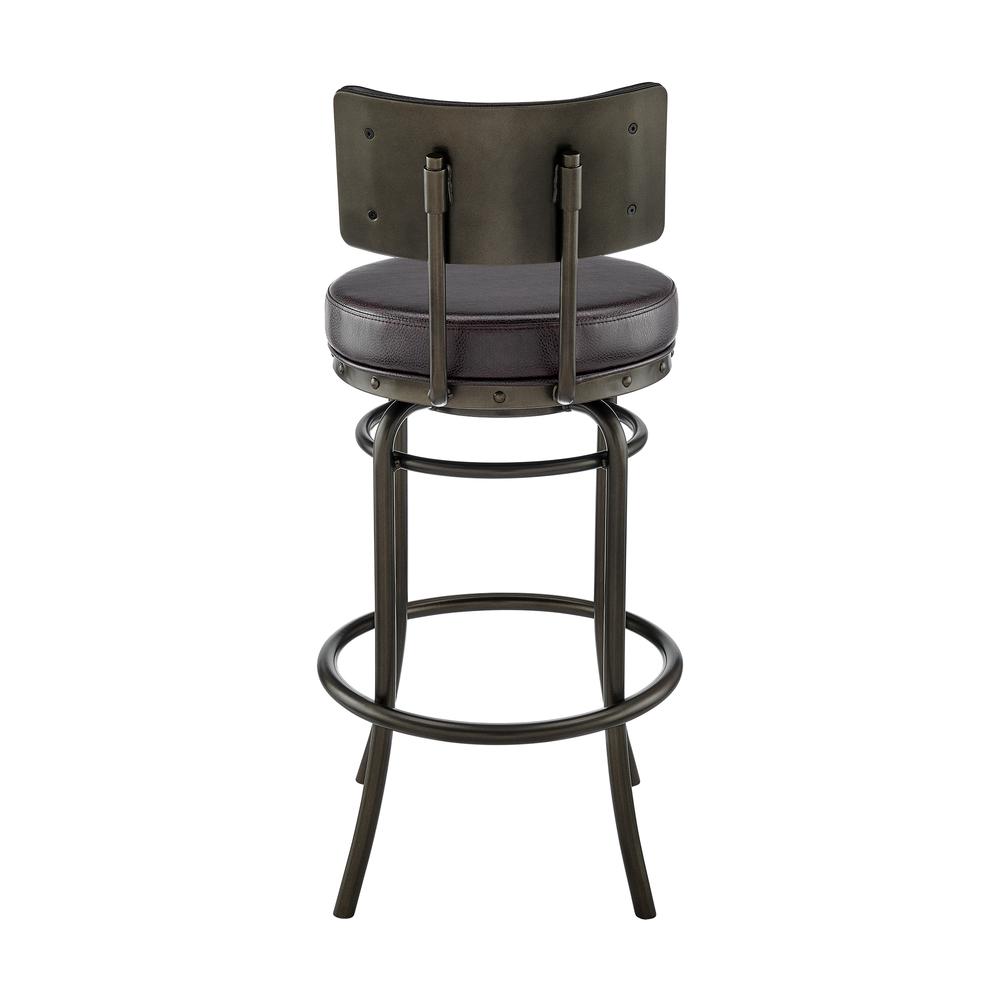 Rees Swivel Counter or Bar Stool in Mocha Finish with Brown Faux Leather. Picture 4