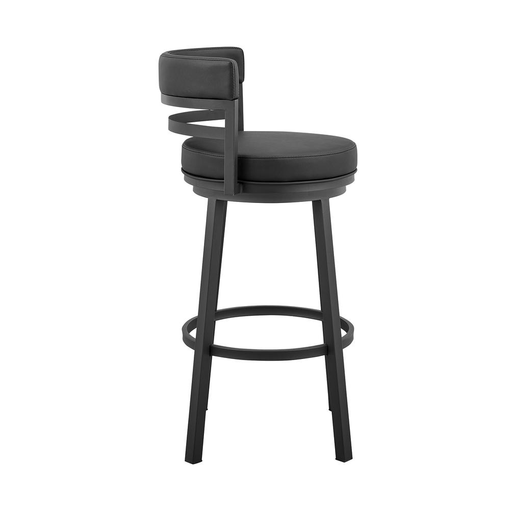 Titana 26" Counter Height Swivel Black Faux Leather and Metal Bar Stool. Picture 2