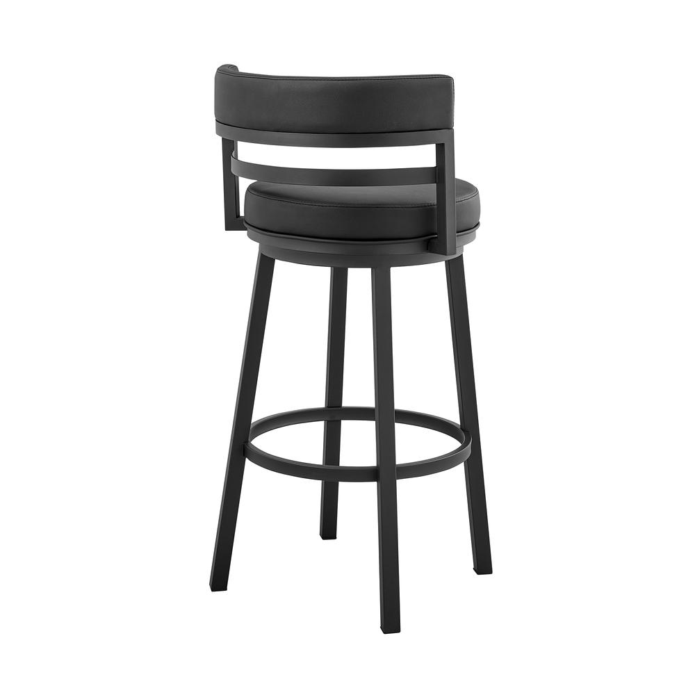Titana 26" Counter Height Swivel Black Faux Leather and Metal Bar Stool. Picture 3