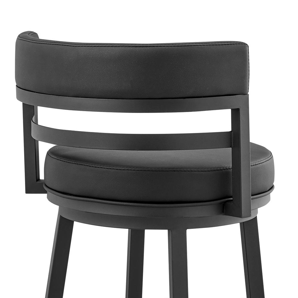 Titana 26" Counter Height Swivel Black Faux Leather and Metal Bar Stool. Picture 6