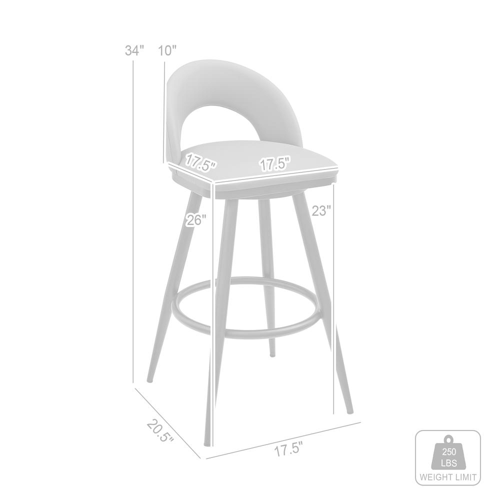 Lottech Swivel Counter Stool in Brushed Stainless Steel and Black Faux Leather. Picture 8