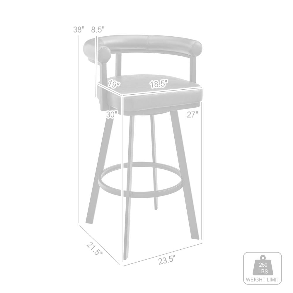 Nolagam Swivel Bar Stool in Brushed Stainless Steel with Light Grey Faux Leather. Picture 8