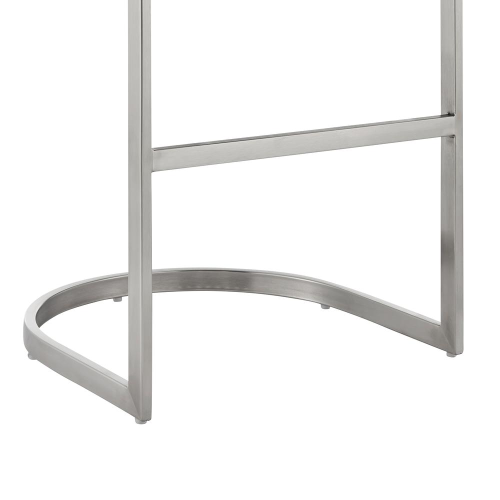Atherik Bar Stool in Brushed Stainless Steel with White Faux Leather. Picture 7