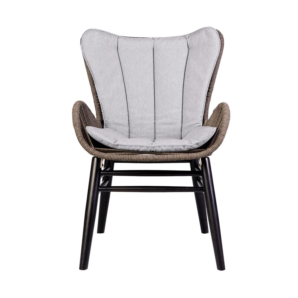 Fanny Outdoor Patio Dining Chair in Dark Eucalyptus Wood and Truffle Rope. Picture 1
