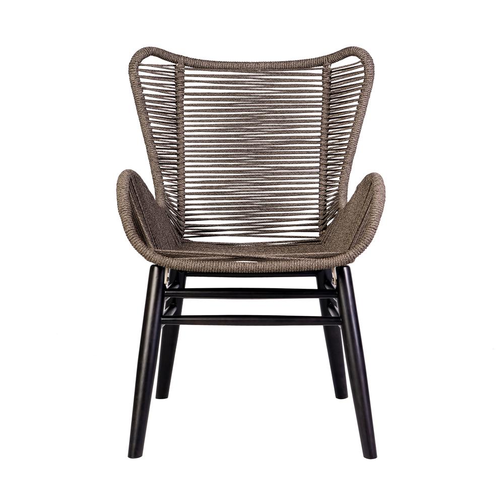 Fanny Outdoor Patio Dining Chair in Dark Eucalyptus Wood and Truffle Rope. Picture 2