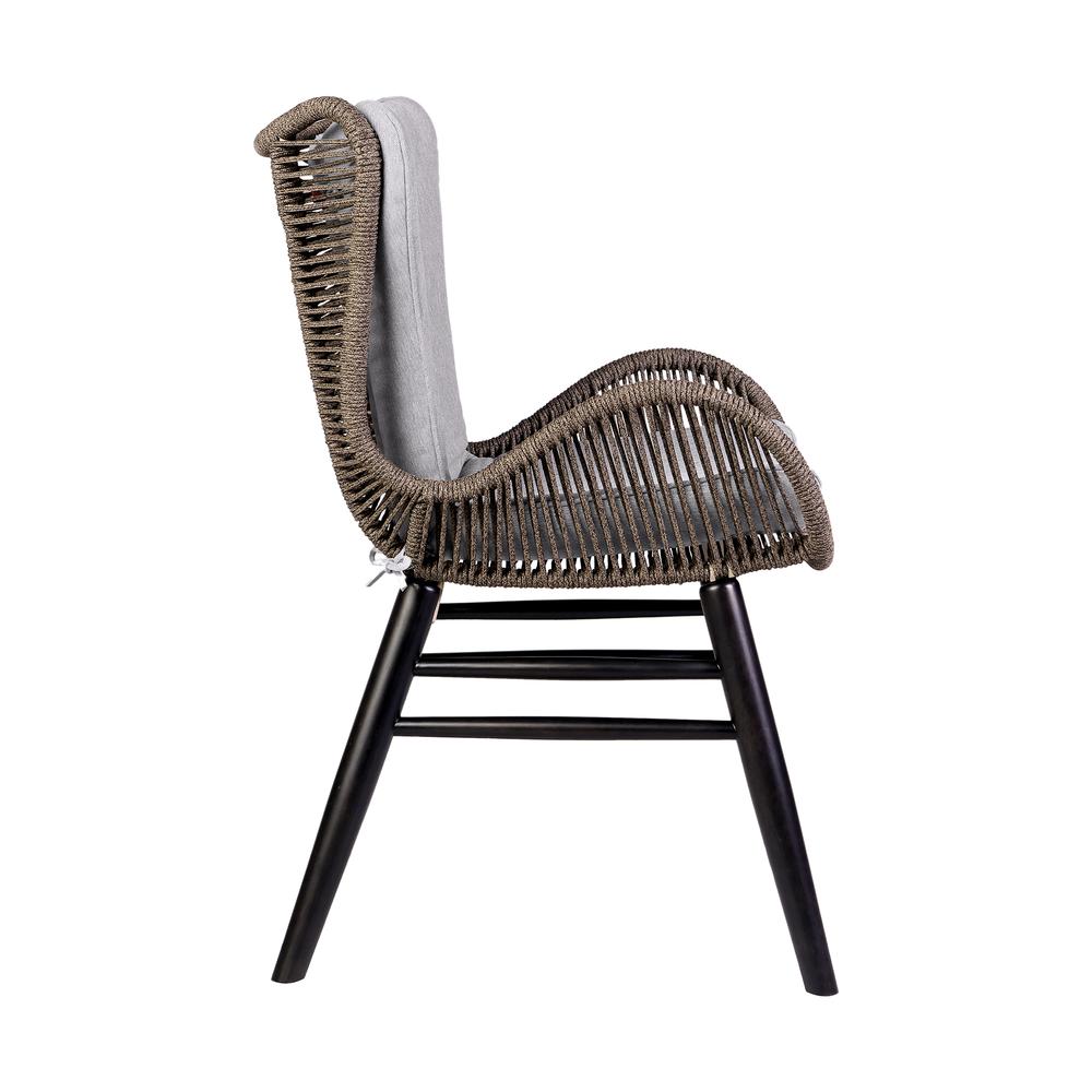 Fanny Outdoor Patio Dining Chair in Dark Eucalyptus Wood and Truffle Rope. Picture 3