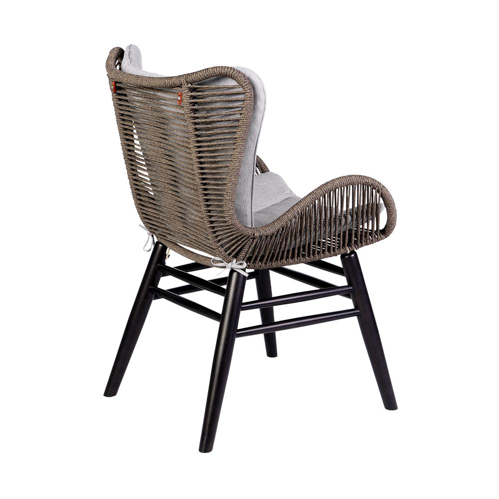 Fanny Outdoor Patio Dining Chair in Dark Eucalyptus Wood and Truffle Rope. Picture 4