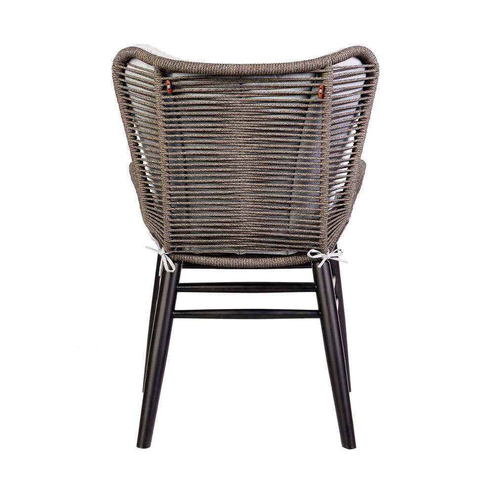Fanny Outdoor Patio Dining Chair in Dark Eucalyptus Wood and Truffle Rope. Picture 5