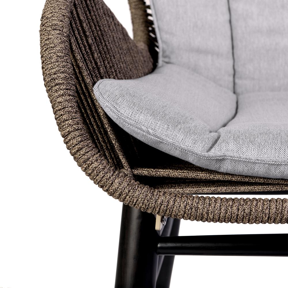 Fanny Outdoor Patio Dining Chair in Dark Eucalyptus Wood and Truffle Rope. Picture 6