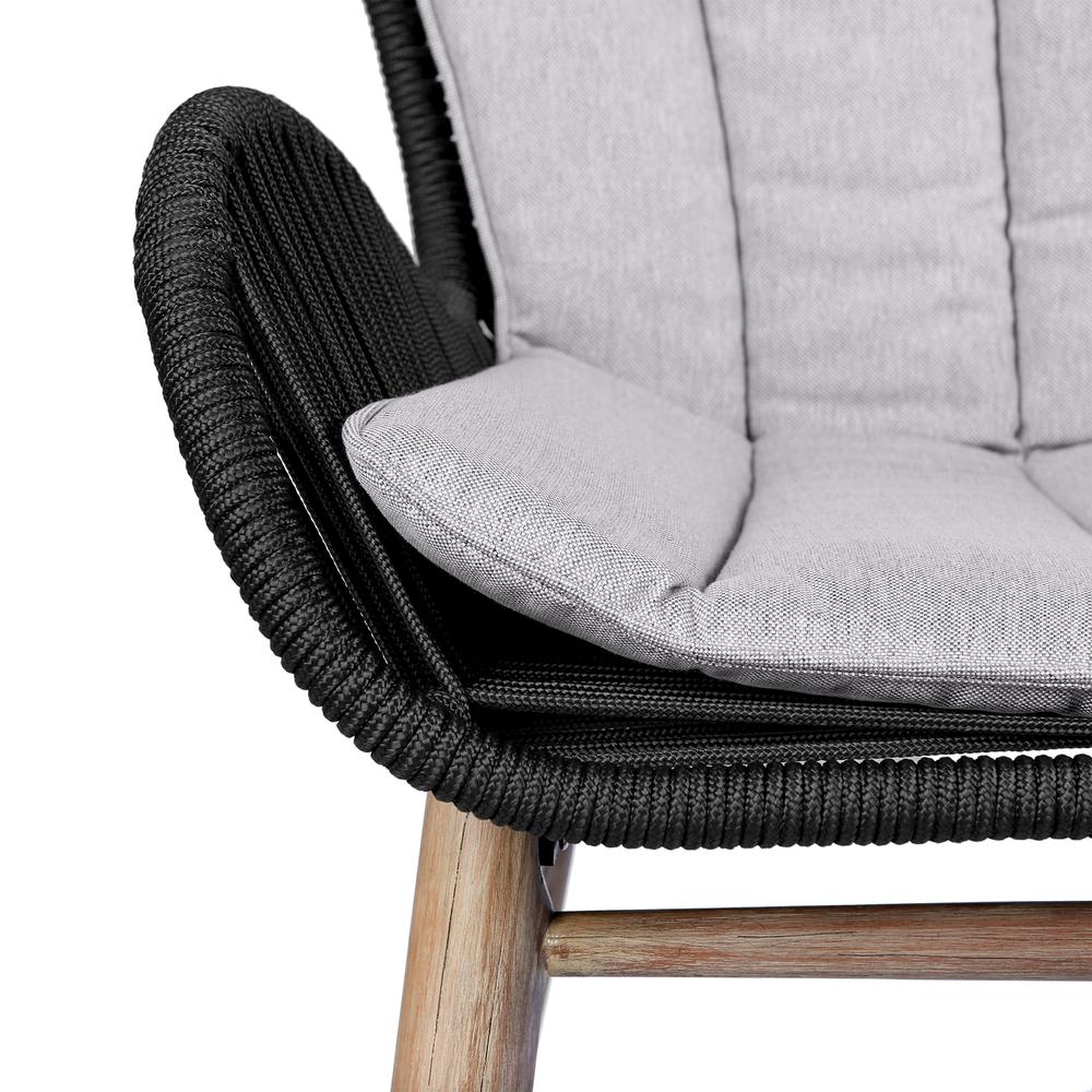 Fanny Outdoor Patio Dining Chair in Light Eucalyptus Wood and Charcoal Rope. Picture 6