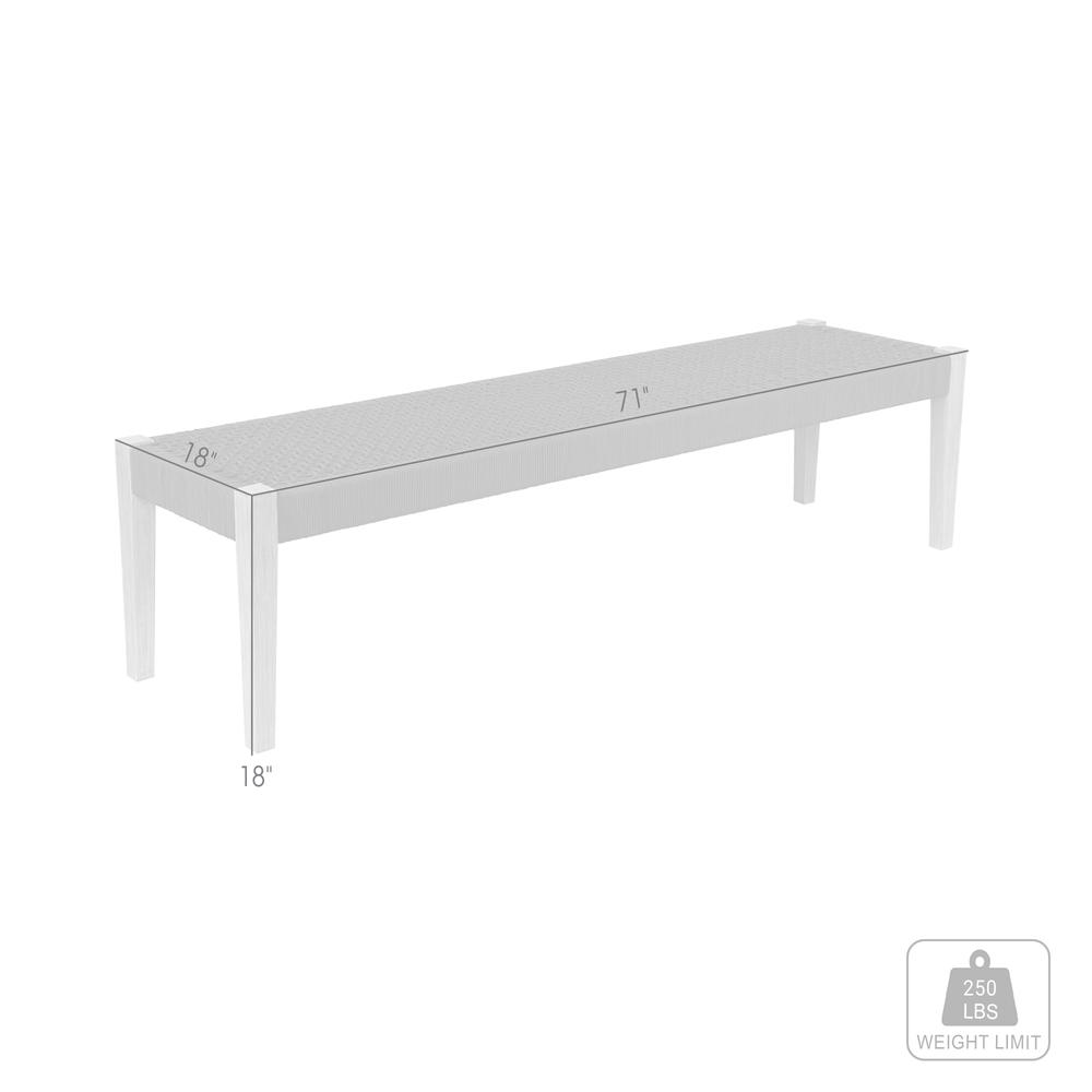 Camino Indoor Outdoor Dining Bench in Eucalyptus Wood and Grey Rope. Picture 6