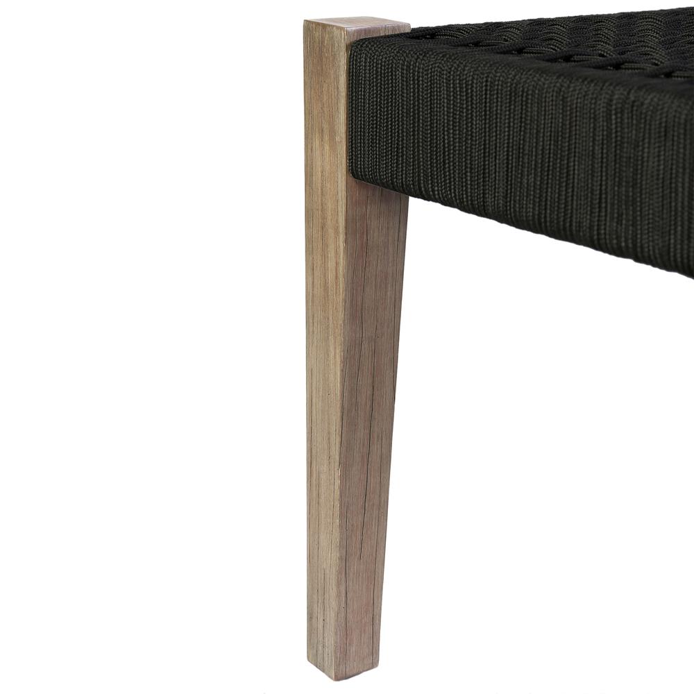 Camino Indoor Outdoor Dining Bench in Eucalyptus Wood and Charcoal Rope. Picture 4
