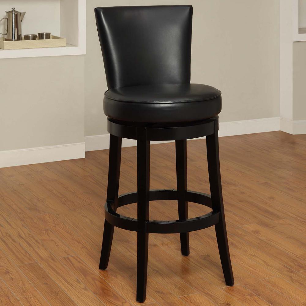 Swivel Barstool In Black Bonded Leather 30" seat height. Picture 4