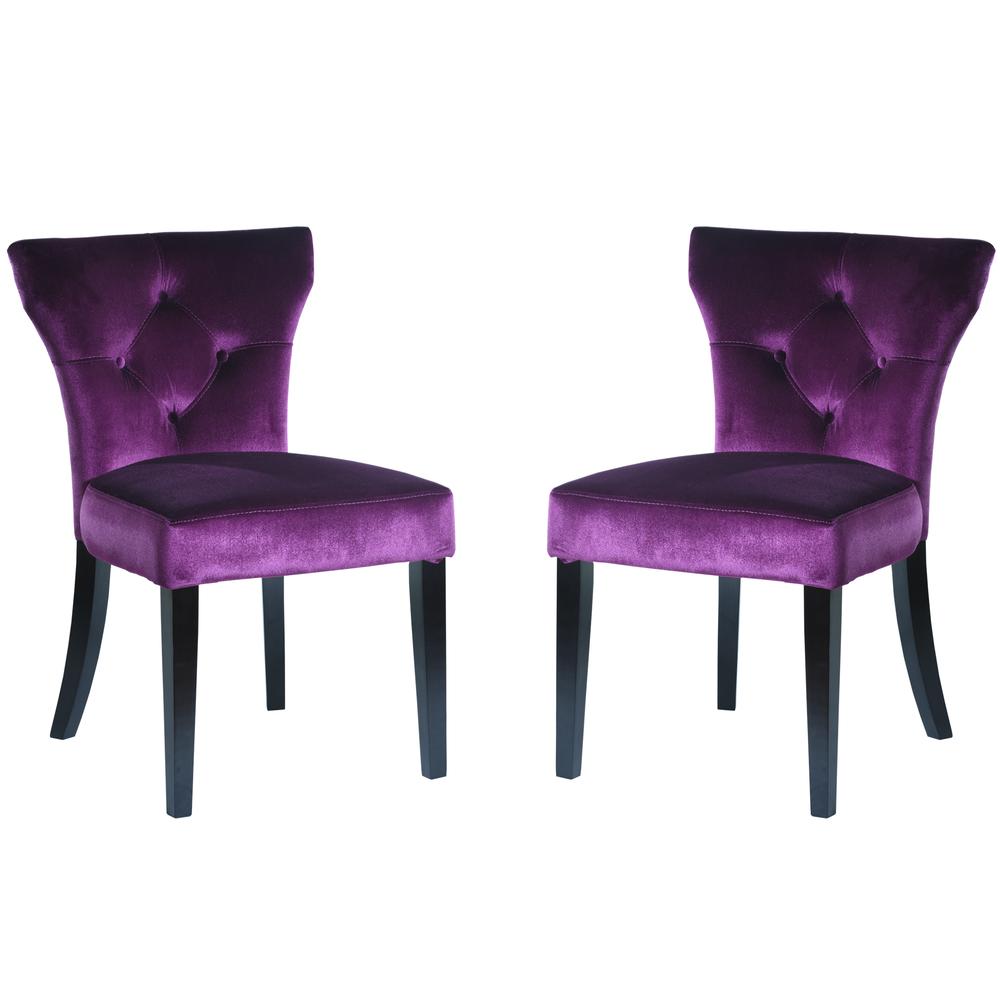 Armen Living Elise Side Chair in Purple Velvet - Set of 2. Picture 1