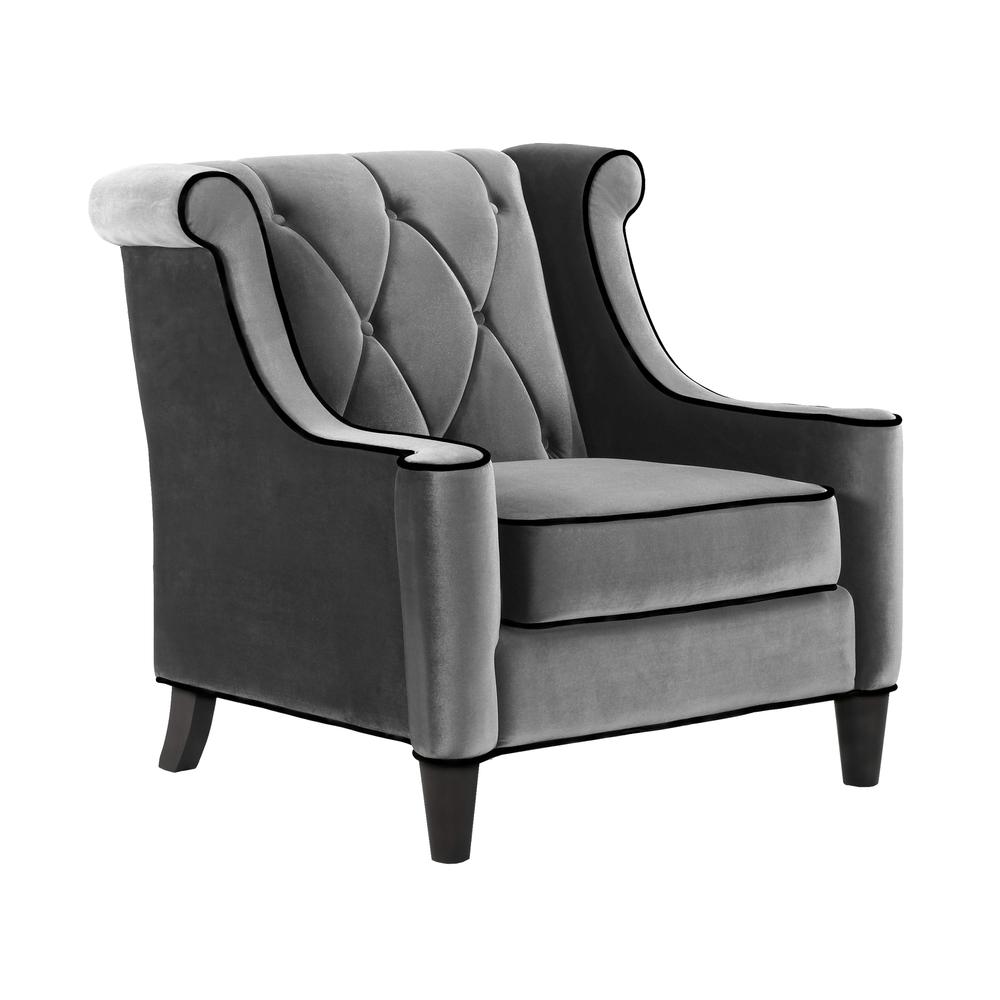 Chair In Gray Velvet with Black Piping. The main picture.