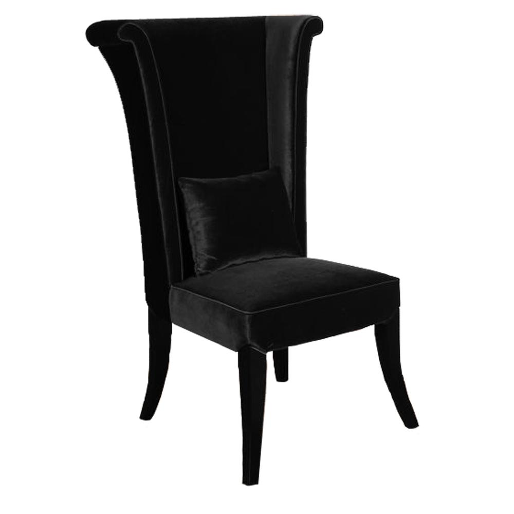Hatter Dining Chair In Black Rich Velvet. Picture 1