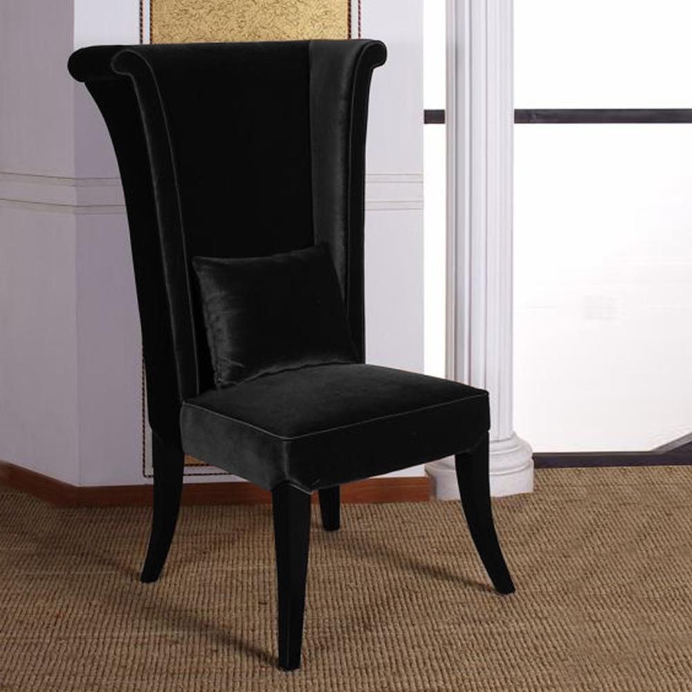 Hatter Dining Chair In Black Rich Velvet. Picture 2