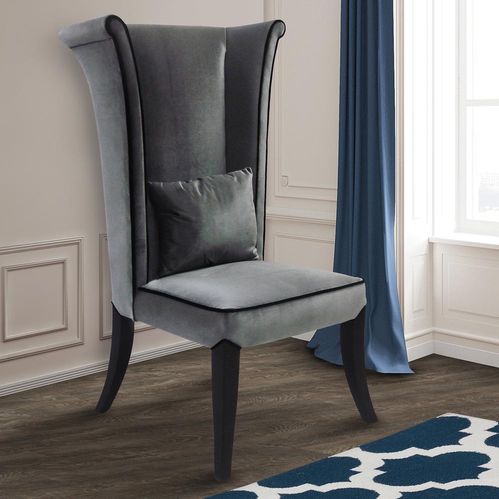 Armen Living Mad Hatter Dining Chair In Gray Rich Velvet. Picture 4