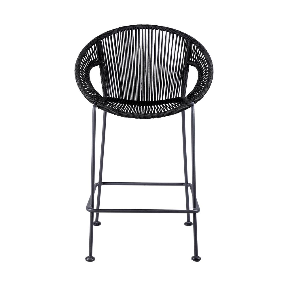 Acapulco 26" Indoor Outdoor Steel Bar Stool with Black Rope. Picture 1