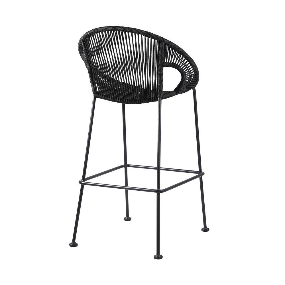 Acapulco 26" Indoor Outdoor Steel Bar Stool with Black Rope. Picture 2