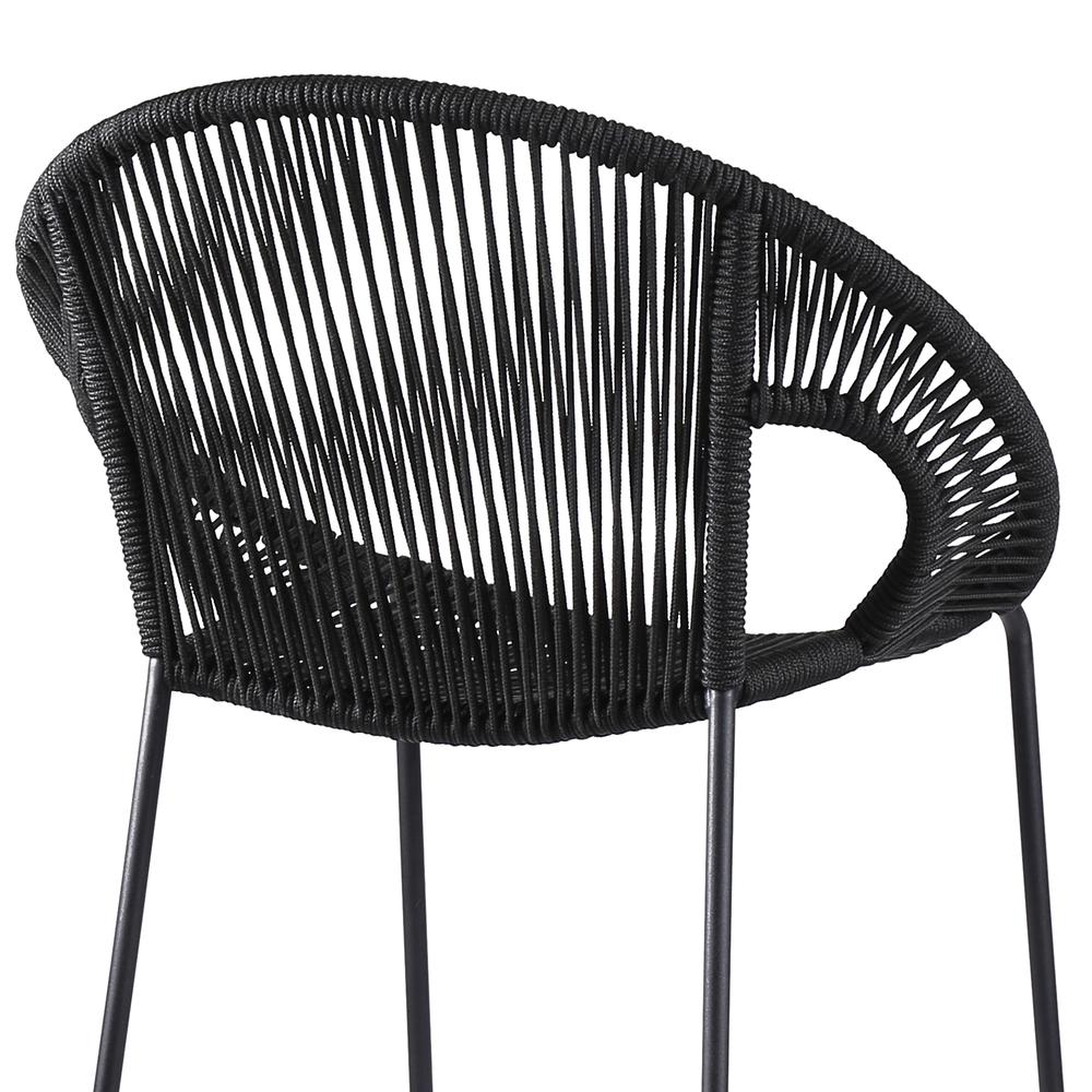 Acapulco 26" Indoor Outdoor Steel Bar Stool with Black Rope. Picture 4