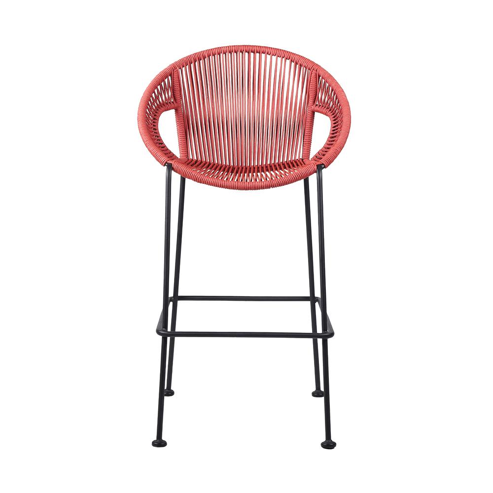 Acapulco 26" Indoor Outdoor Steel Bar Stool with Brick Red Rope. Picture 1