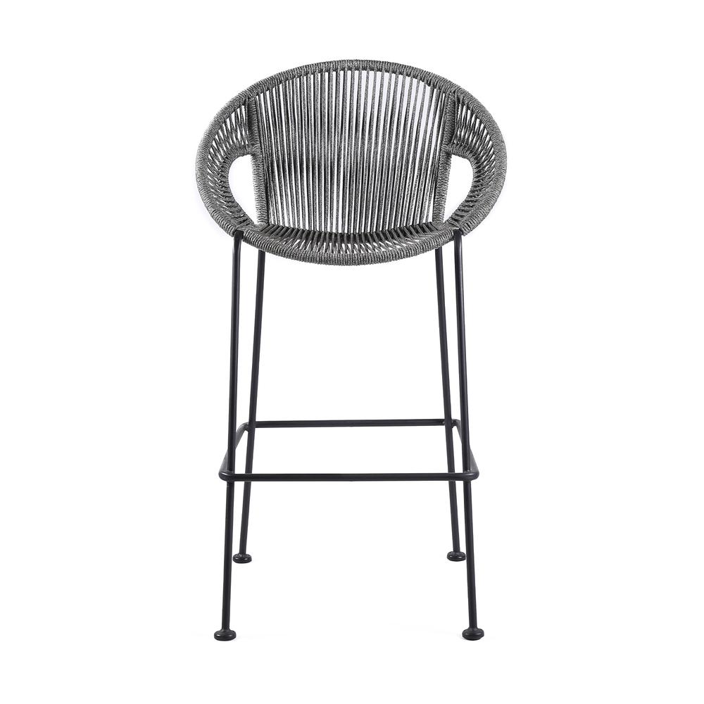 Acapulco 26" Indoor Outdoor Steel Bar Stool with Grey Rope. Picture 1