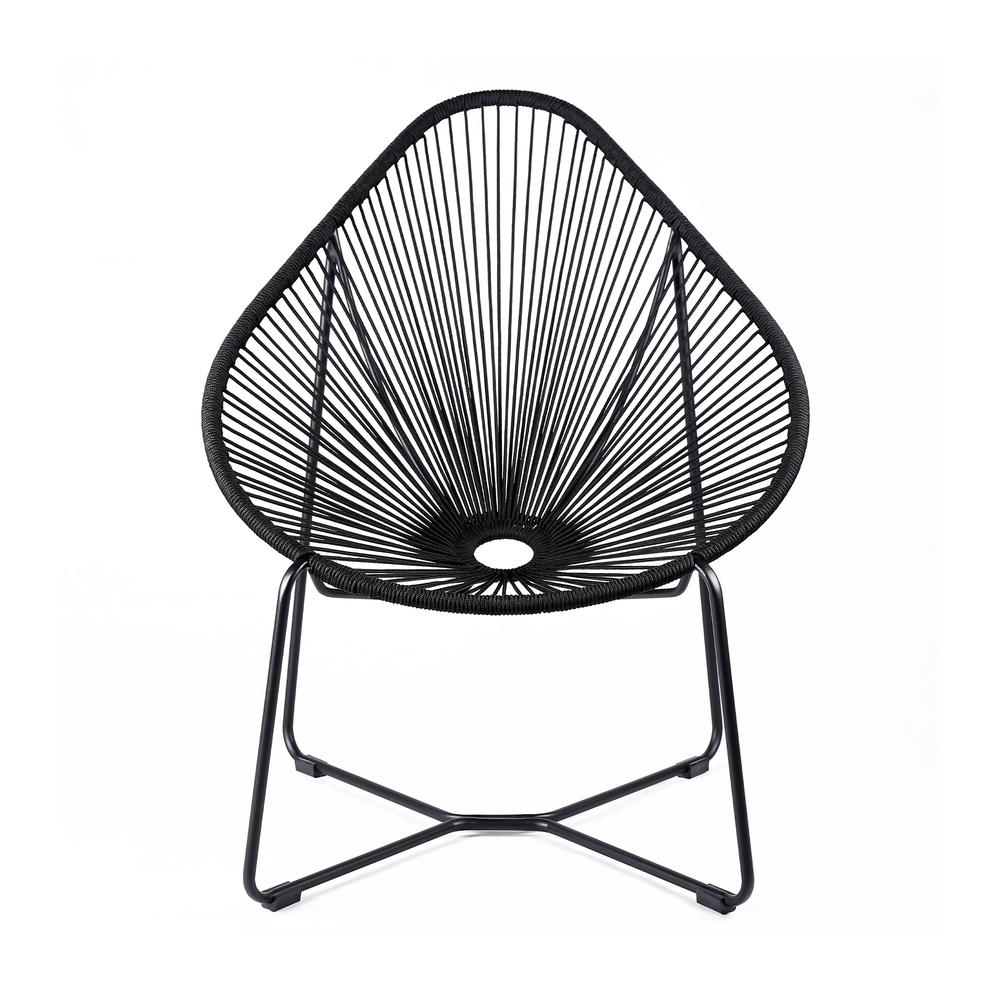 Acapulco Indoor Outdoor Steel Papasan Lounge Chair with Black Rope. The main picture.
