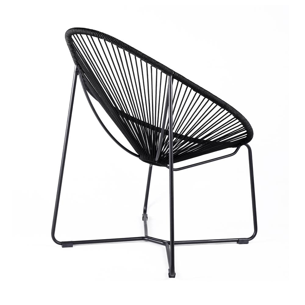 Acapulco Indoor Outdoor Steel Papasan Lounge Chair with Black Rope. Picture 2
