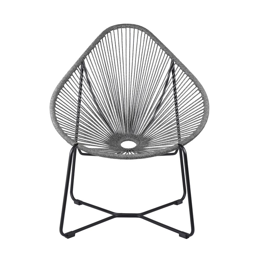 Acapulco Indoor Outdoor Steel Papasan Lounge Chair with Grey Rope. Picture 1